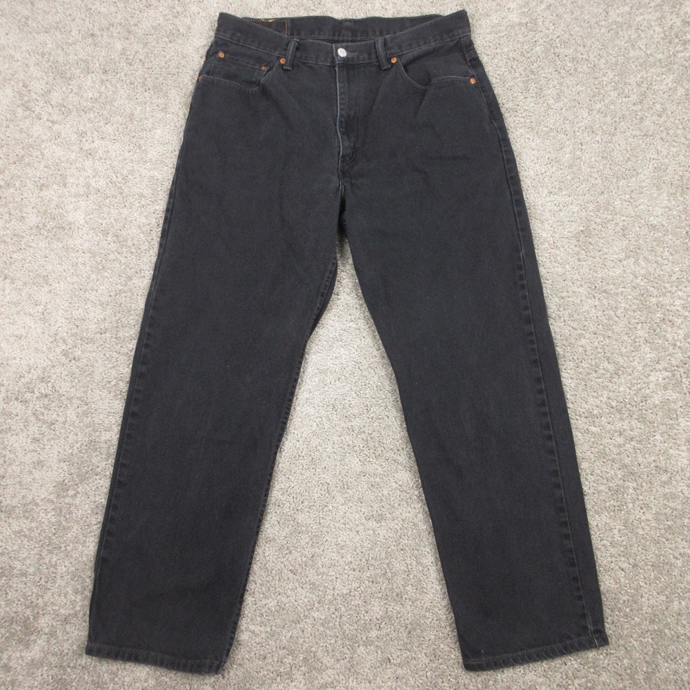 Levis Jeans Mens 34x29 (Tag 36x32) Black 550 Relaxed Tapered Comfort Denim Pants